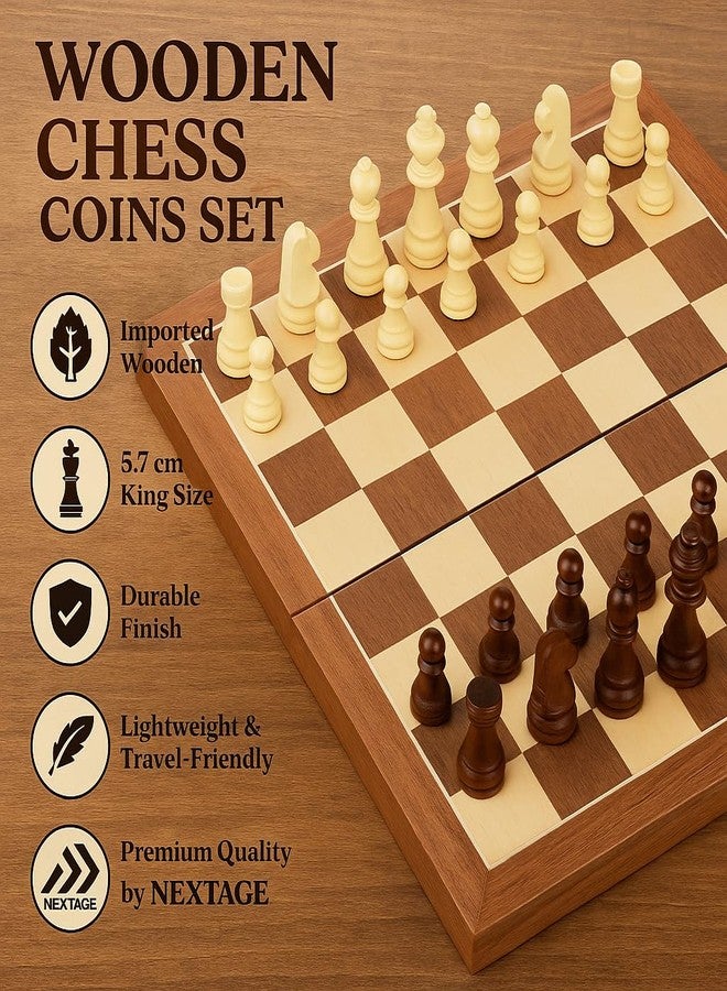 Nextage 32-Piece Wooden Chess Coins Set | Classic Imported Wooden Goti for Chess Board | 5.8 cm King Size | Lightweight Durable Chess Accessories for Kids & Adults - Image 3